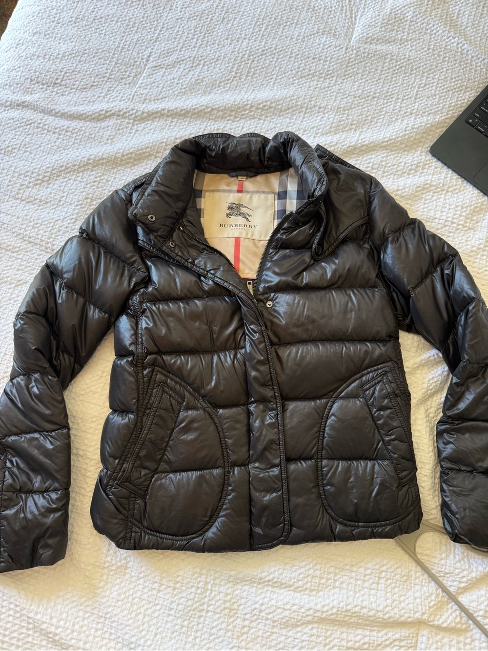 Burberry Black Glossy Quilted Puffer Jacket